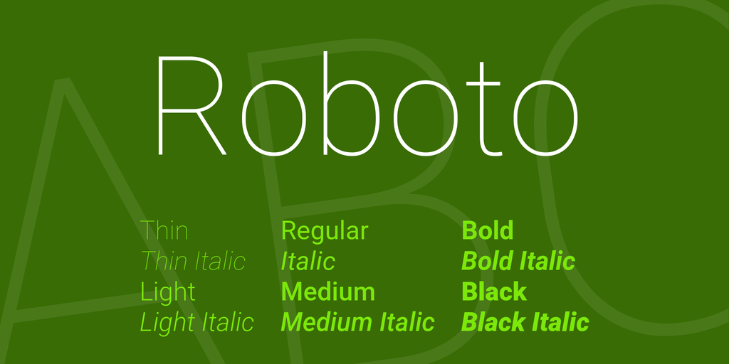 Ejemplo de fuente Roboto Italic