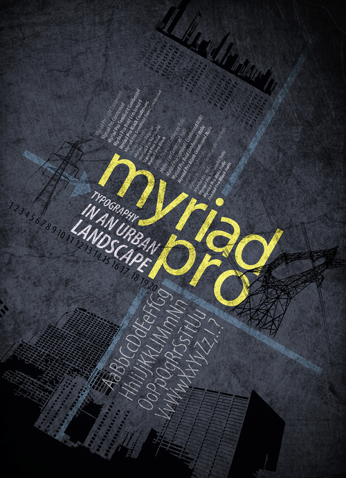 Ejemplo de fuente Myriad Pro SemiCondensed Bold Italic