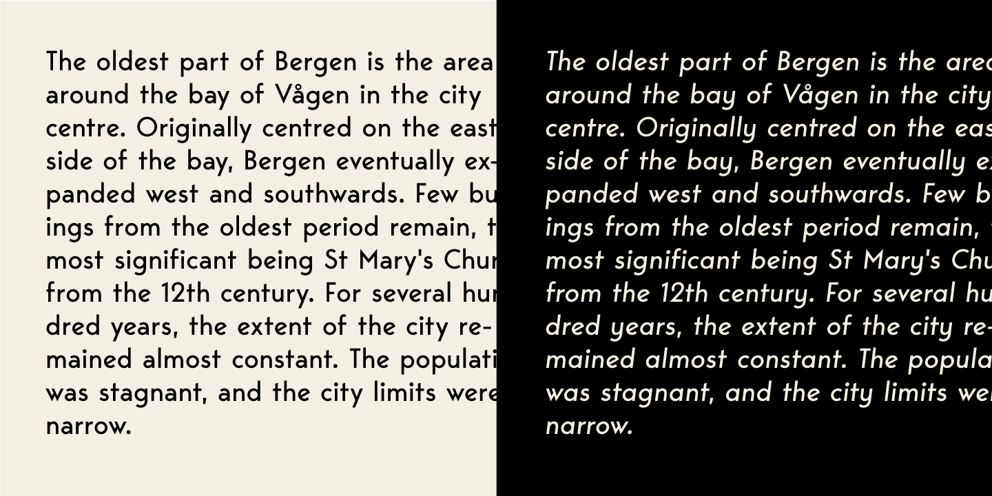 Ejemplo de fuente Bergen Sans SemiBold Italic