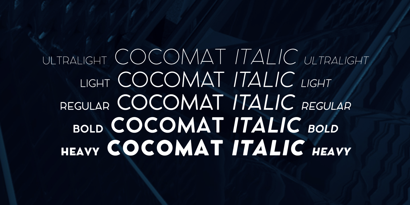 Ejemplo de fuente Cocomat Heavy Italic