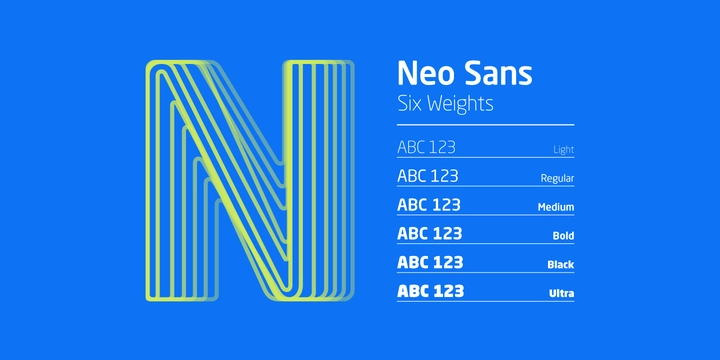 Ejemplo de fuente Neo Sans Light Italic
