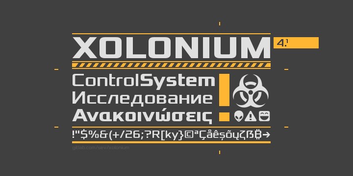 Ejemplo de fuente Xolonium Regular