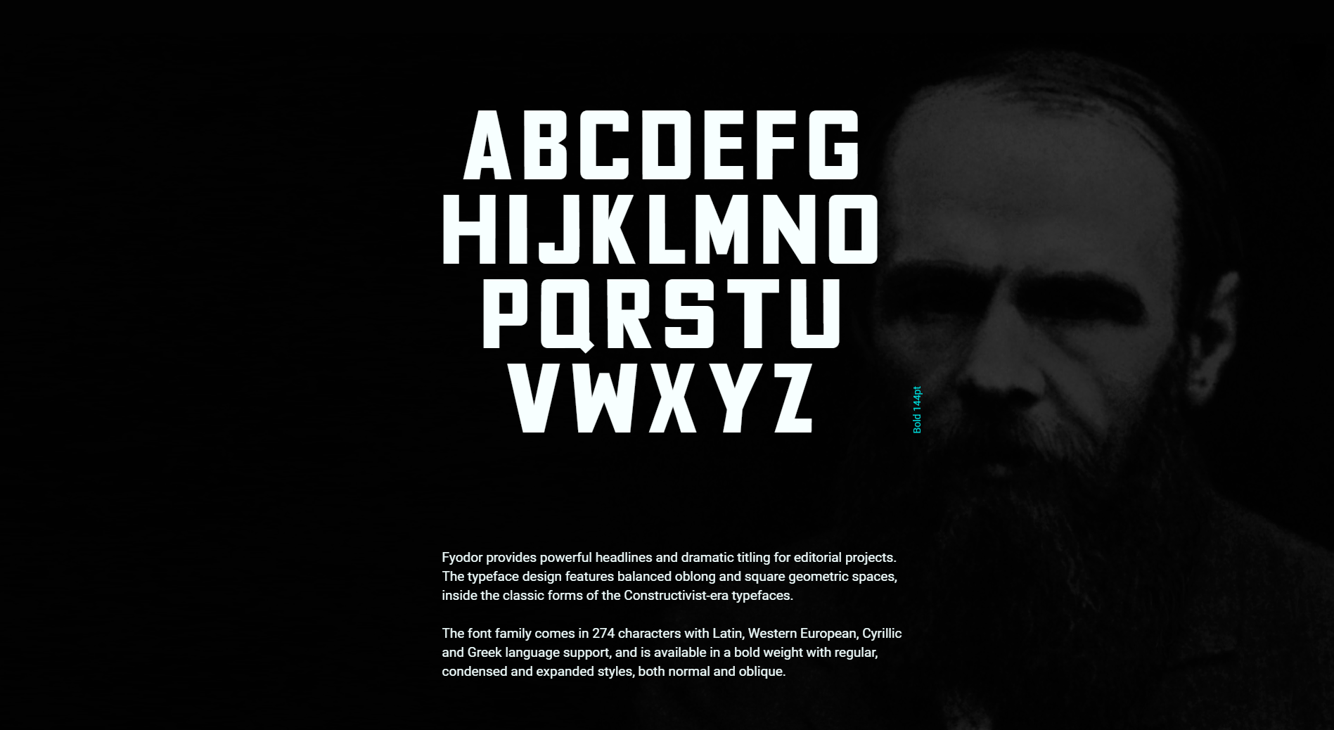 Ejemplo de fuente Fyodor Bold Condensed