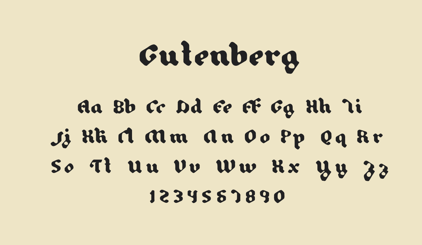 Ejemplo de fuente Gutenberg Blackletter & Pilsner Regular