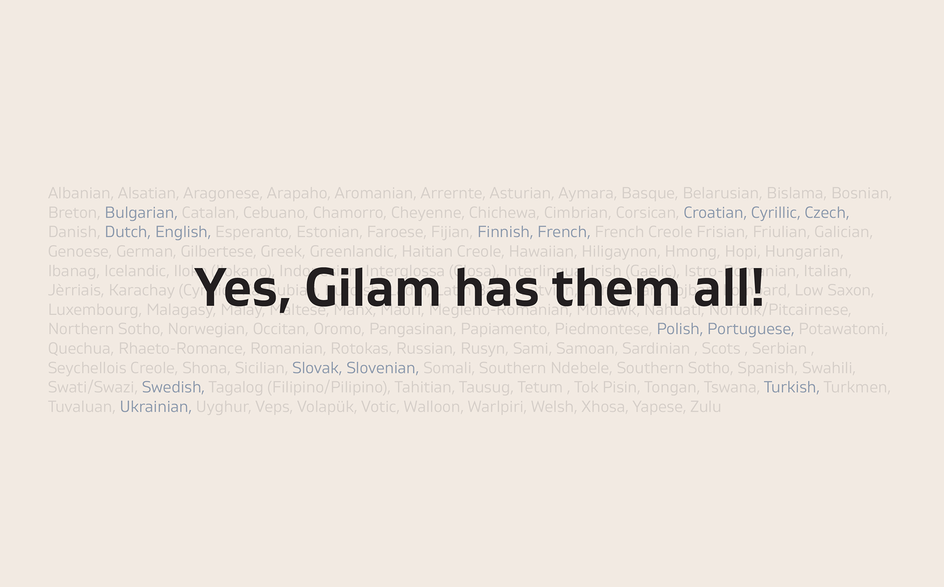 Ejemplo de fuente Gilam Thin Italic