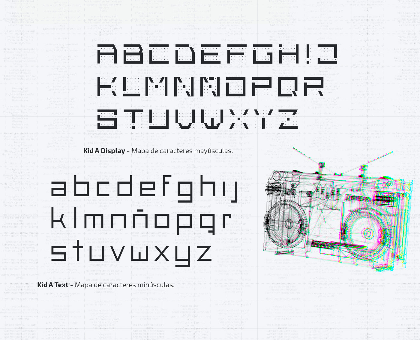 Ejemplo de fuente Kid A Display