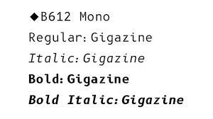 Ejemplo de fuente B612 Mono Italic