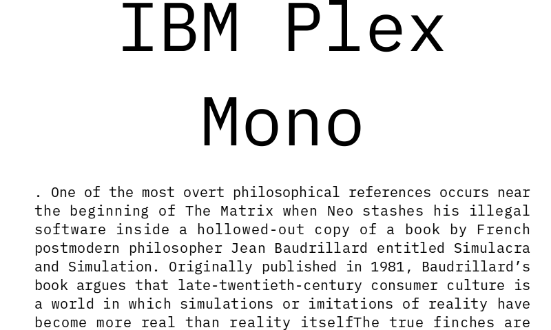 Ejemplo de fuente IBM Plex Mono