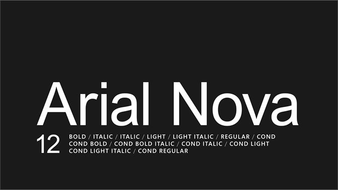 Ejemplo de fuente Arial Nova Cond Bold Italic