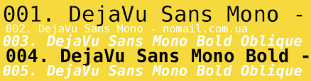 Ejemplo de fuente Dejavu Sans Mono Oblique