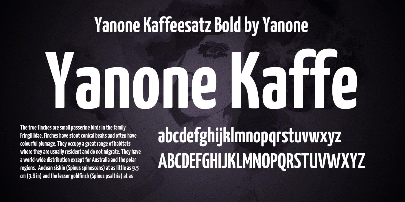 Ejemplo de fuente Yanone Kaffeesatz Bold 