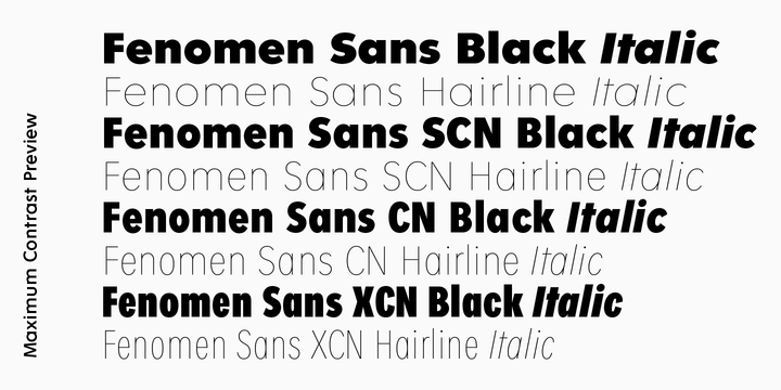 Ejemplo de fuente Fenomen Sans XCN Hairline Italic