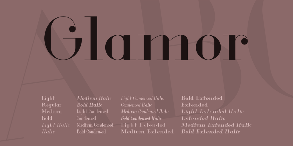 Ejemplo de fuente Glamor Bold Extended Italic