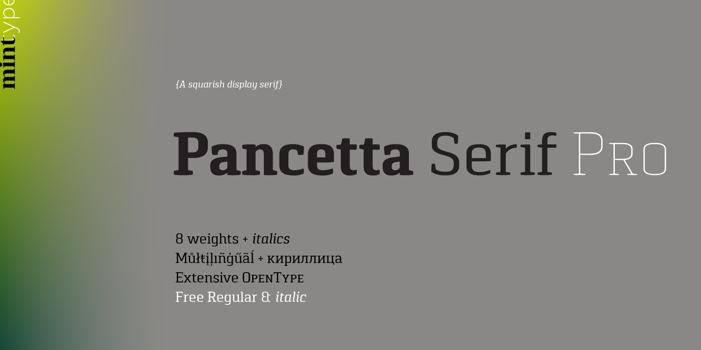 Ejemplo de fuente Pancetta Serif Pro