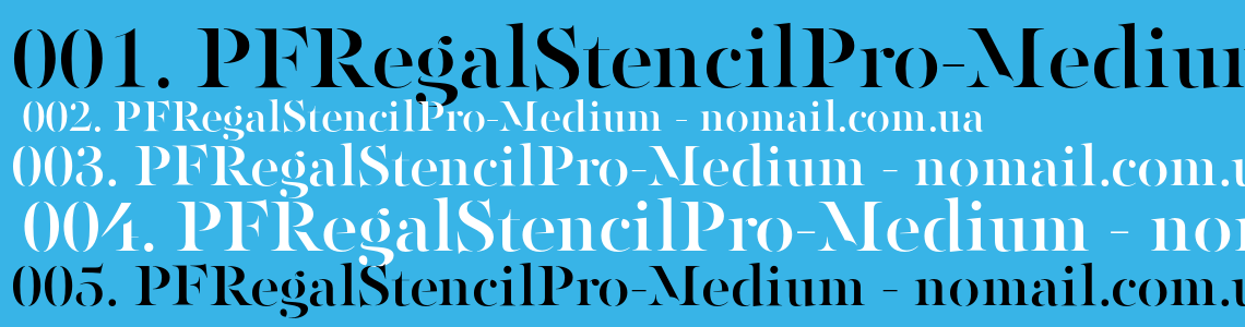 Ejemplo de fuente PF Regal Stencil Pro Italic