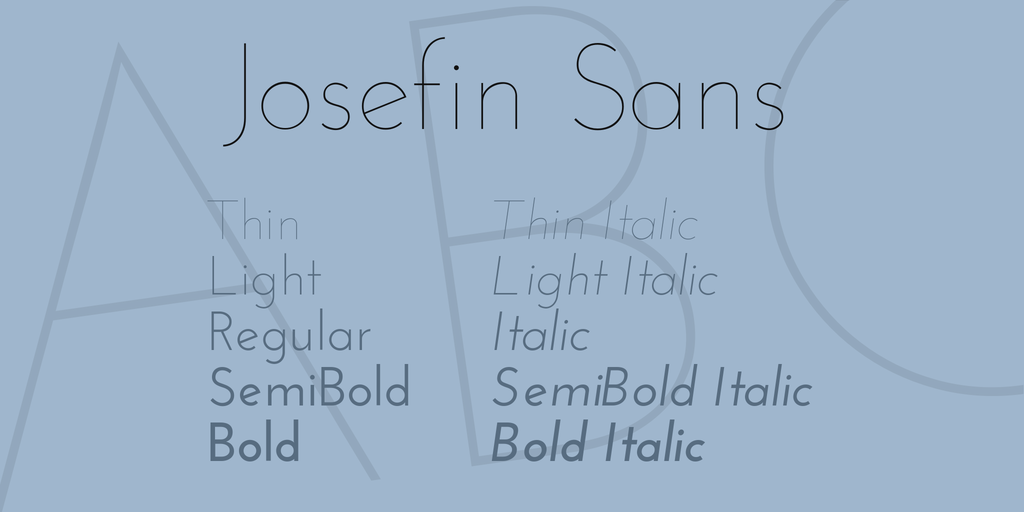 Ejemplo de fuente Josefin Sans Light Italic