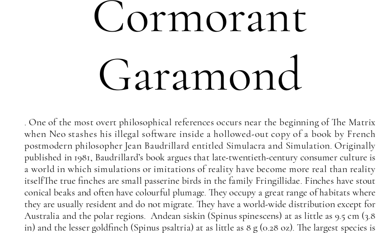 Ejemplo de fuente Cormorant Garamond