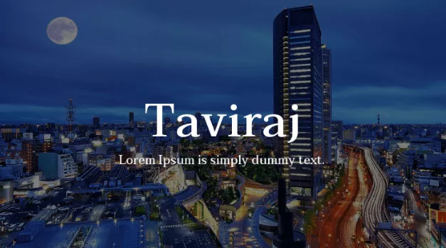 Ejemplo de fuente Taviraj Extra Light Italic