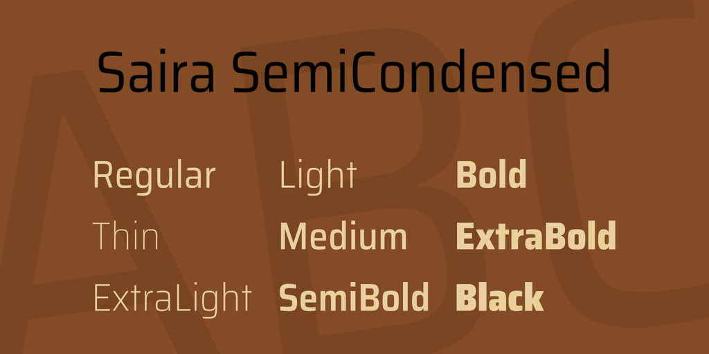 Ejemplo de fuente Saira Semi Condensed Extra Light