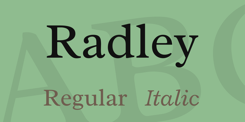 Ejemplo de fuente Radley Italic
