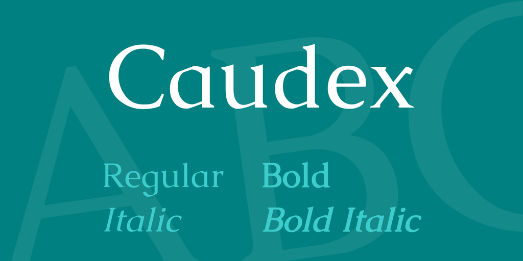 Ejemplo de fuente Caudex Italic