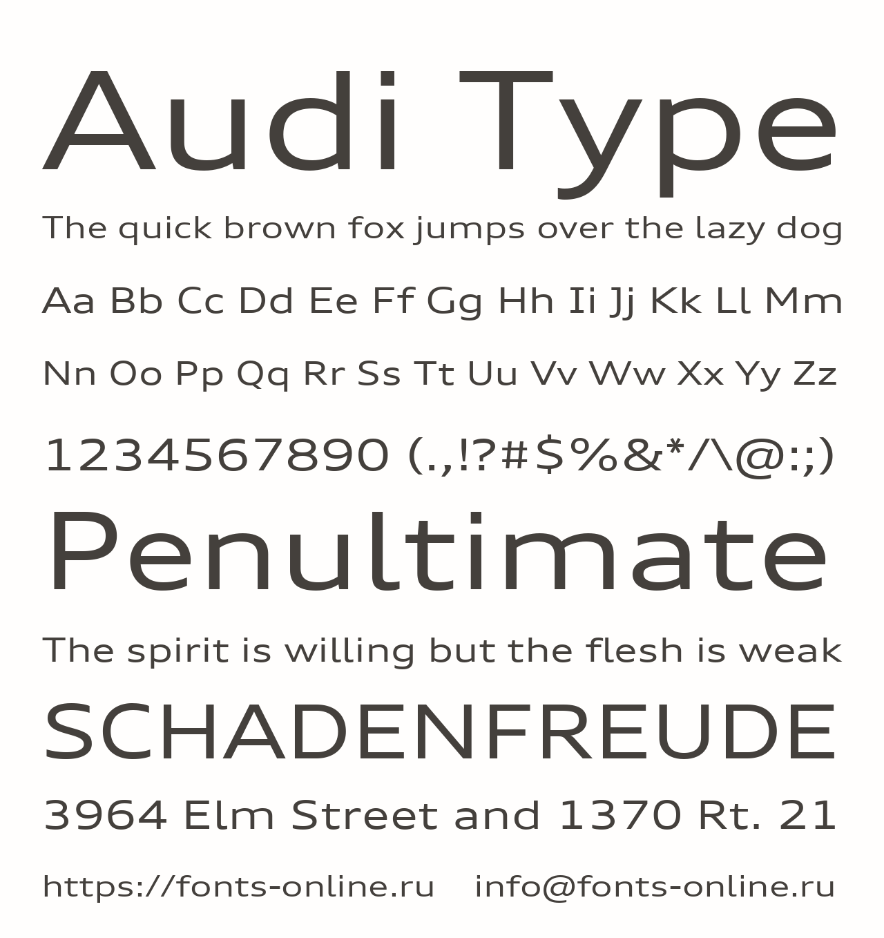 Ejemplo de fuente Audi Type Light