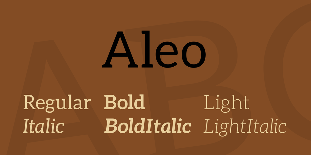 Ejemplo de fuente Aleo Light Italic