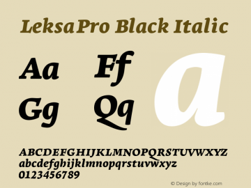 Ejemplo de fuente Leksa Pro Black Italic