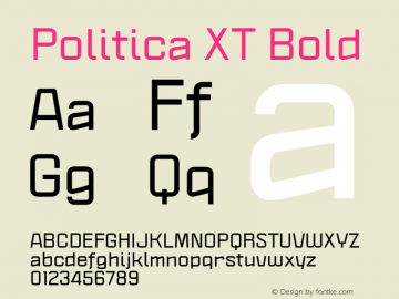 Ejemplo de fuente Politica XT Light Italic