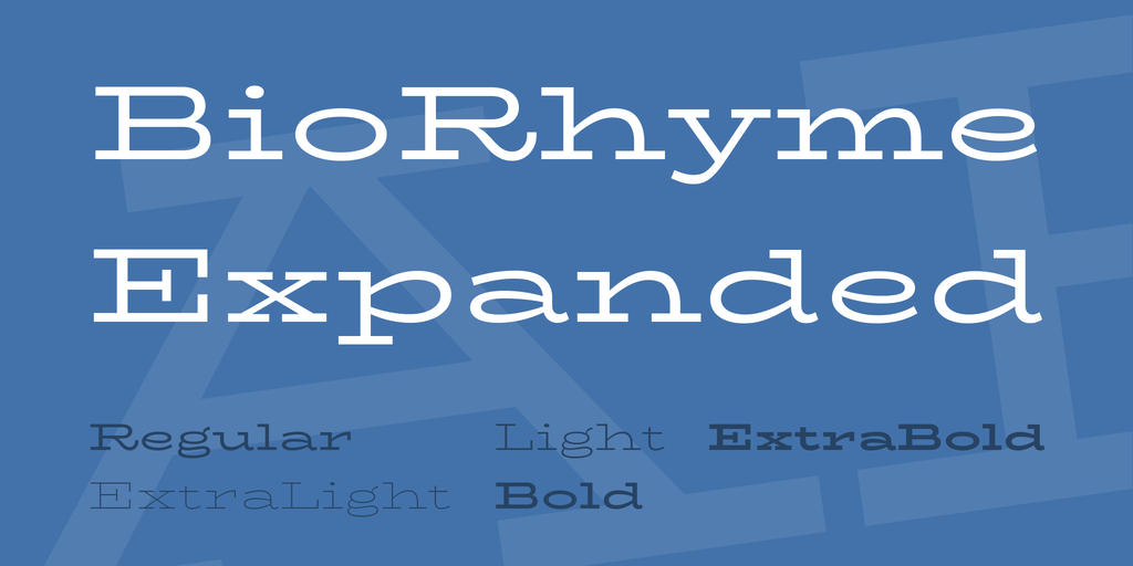 Ejemplo de fuente BioRhyme Expanded Extra Light