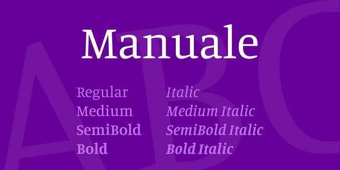 Ejemplo de fuente Manuale Italic