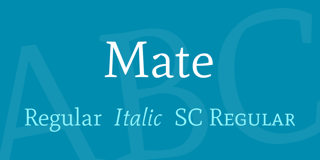 Ejemplo de fuente Mate Italic