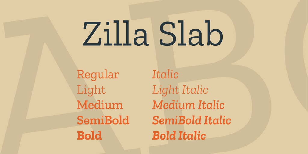 Ejemplo de fuente Zilla Slab Bold Italic
