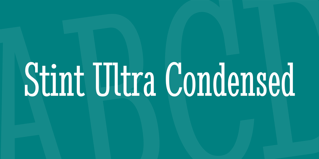 Ejemplo de fuente Stint Ultra Condensed Regular