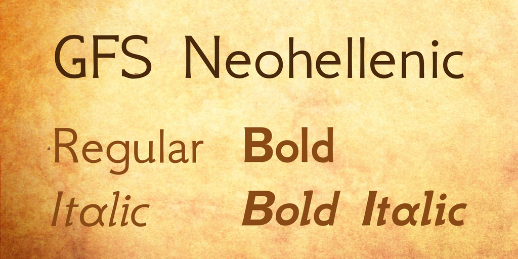 Ejemplo de fuente GFS Neohellenic Bold Italic