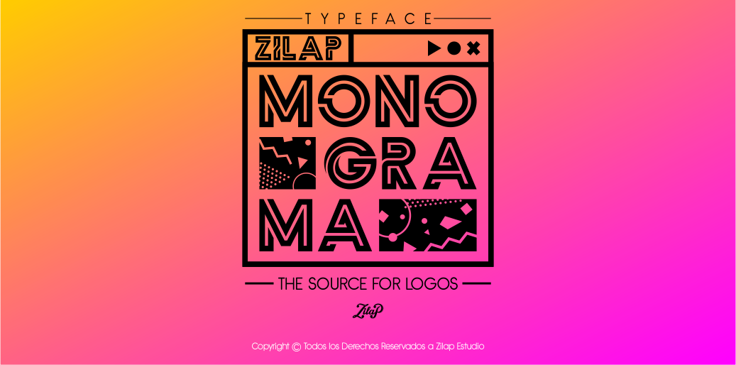 Ejemplo de fuente Zilap Monograma Regular