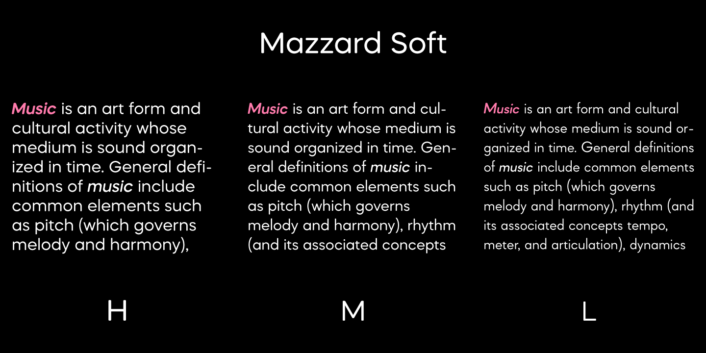 Ejemplo de fuente Mazzard Soft  Light Italic
