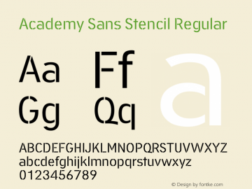 Ejemplo de fuente Academy Sans Stencil Regular