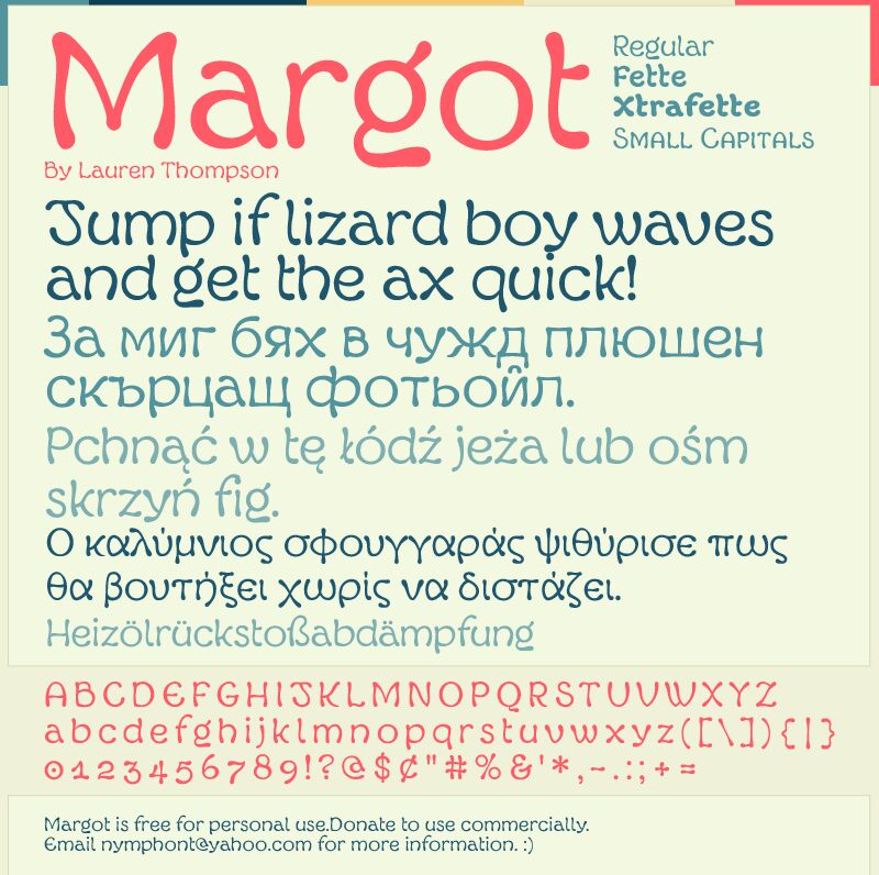 Ejemplo de fuente Margot Regular