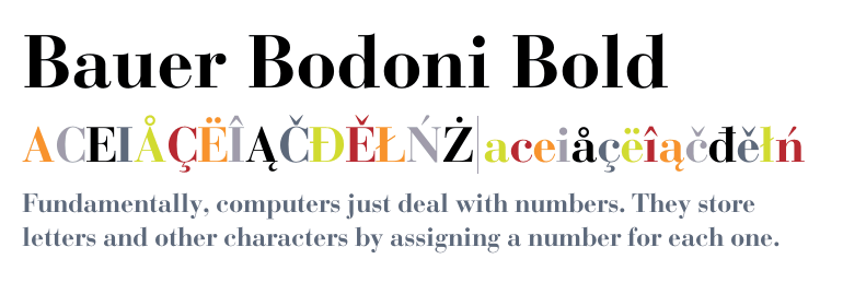 Ejemplo de fuente Bauer Bodoni Std Roman Italic
