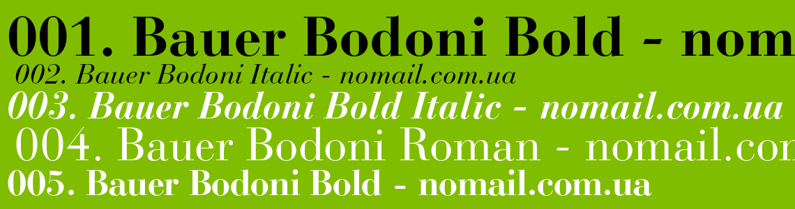 Ejemplo de fuente Bauer Bodoni Std Roman Italic