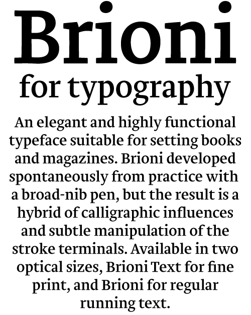 Ejemplo de fuente Brioni Text Light Italic