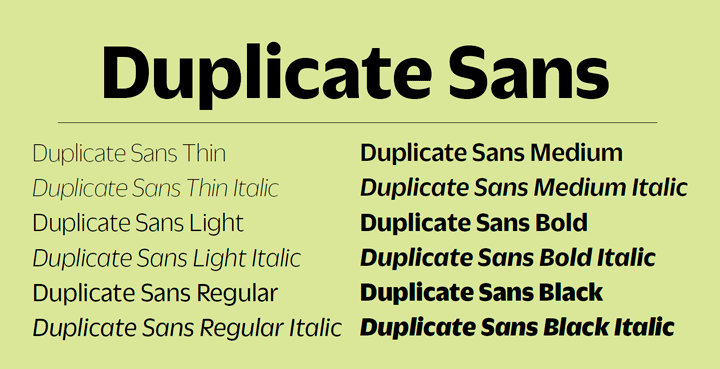Ejemplo de fuente Duplicate Sans