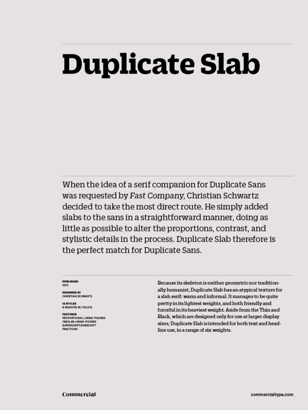 Ejemplo de fuente Duplicate Slab Medium Italic