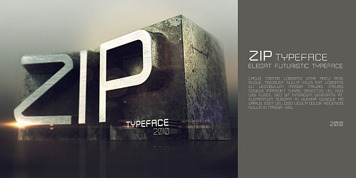 Ejemplo de fuente Zip Typeface