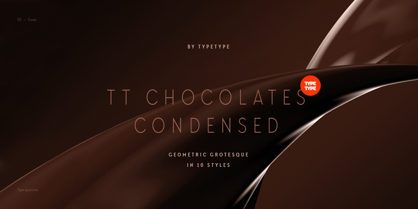 Ejemplo de fuente TT Chocolates Condensed Bold Italic