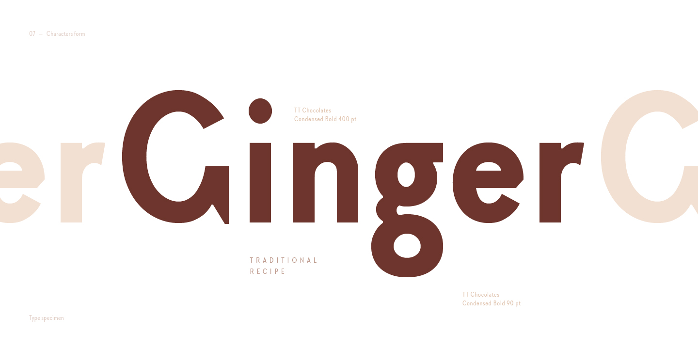 Ejemplo de fuente TT Chocolates Condensed Bold Italic