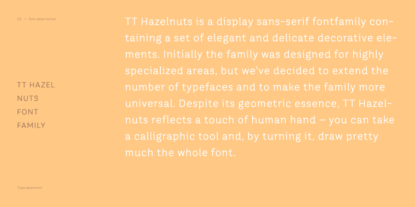 Ejemplo de fuente TT Hazelnuts Extra Light Italic