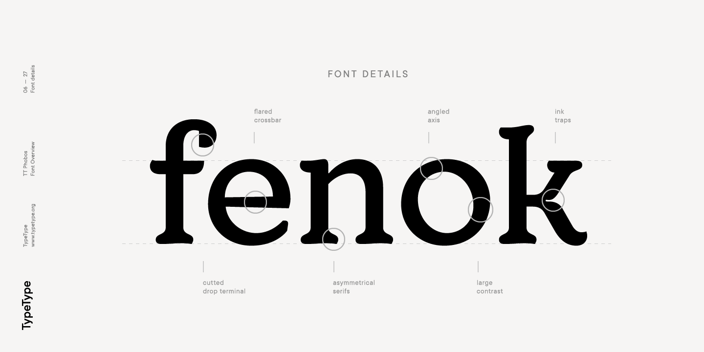 Ejemplo de fuente TT Phobos Light Italic