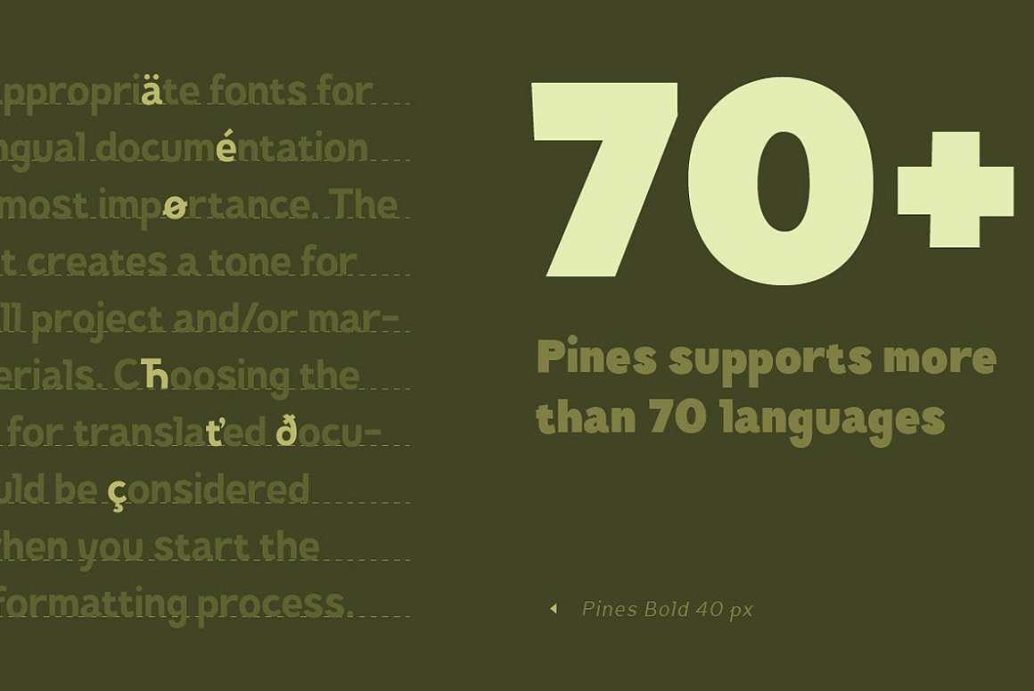 Ejemplo de fuente TT Pines Thin Italic